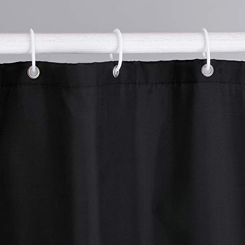 2 UR DOOR - Black shower curtains bathroom Polyester fabric Shower Curtain Mould and Mildew Resistant (180 x 180 cm)