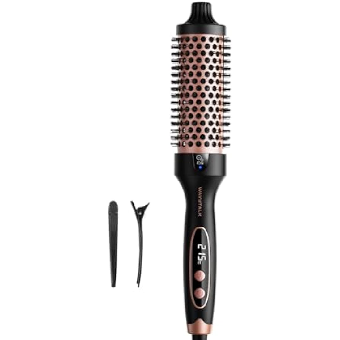Wavytalk Thermal Brush, Blowout Boost Ionic Heated Hot Round Brush, to Make Hair Smoother & Shinier, Easy to Use & Less Damage, 38mm Barrel, 5 Temperature Settings, Dual Voltage, UK Plug, Rose Gold