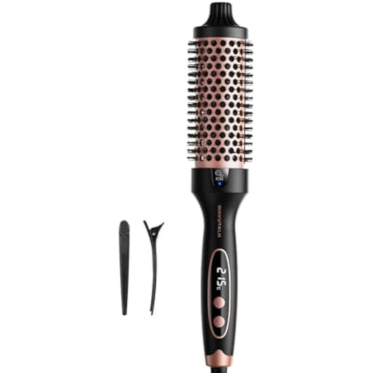 Wavytalk Thermal Brush, Blowout Boost Ionic Heated Hot Round Brush, to Make Hair Smoother & Shinier, Easy to Use & Less Damage, 38mm Barrel, 5 Temperature Settings, Dual Voltage, UK Plug, Rose Gold