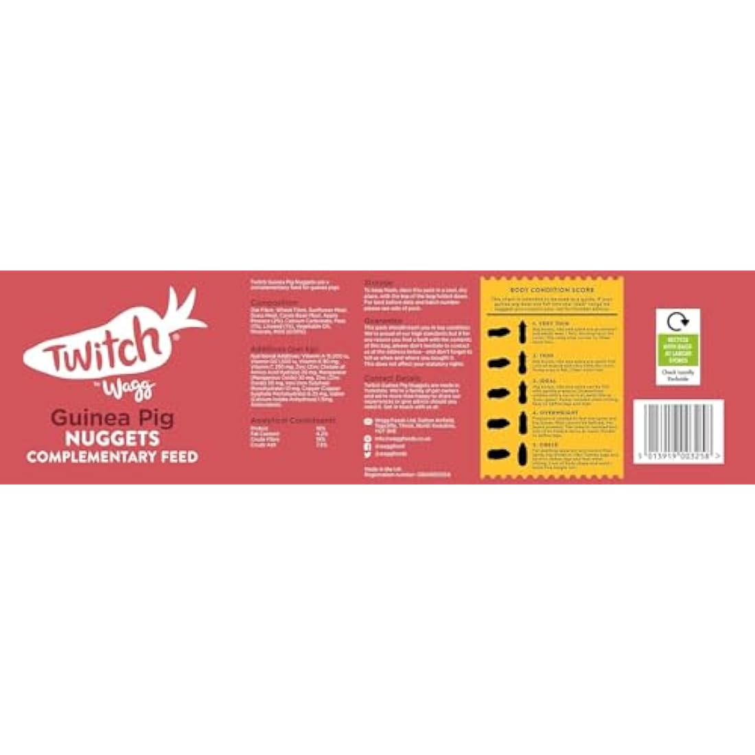 Wagg Twitch Guinea Pig Food 10kg - Complementary Feed Nuggets
