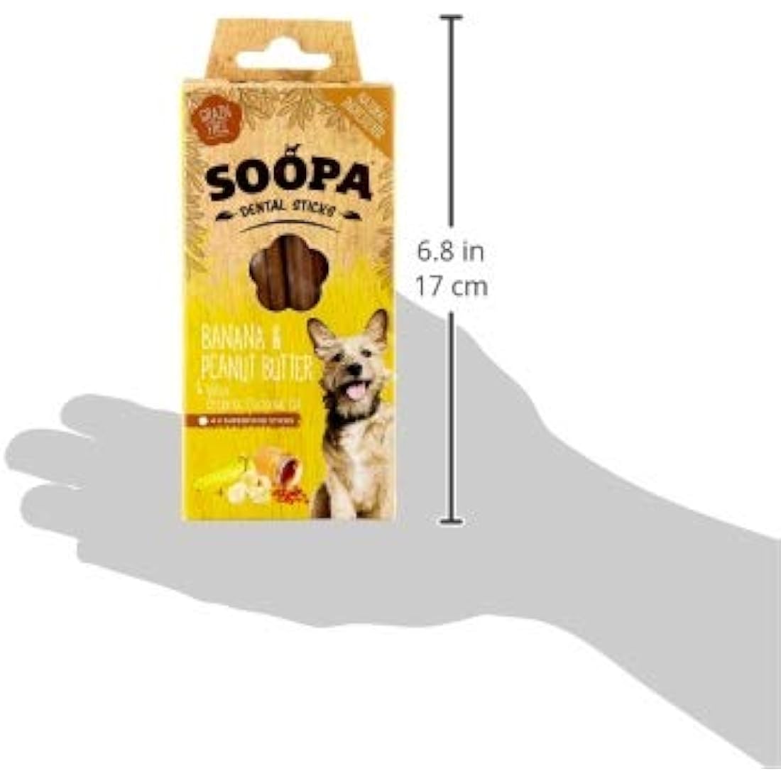 Soopa Grain Free Banana and Peanut Butter Dental Dog Treats, 4 Sticks