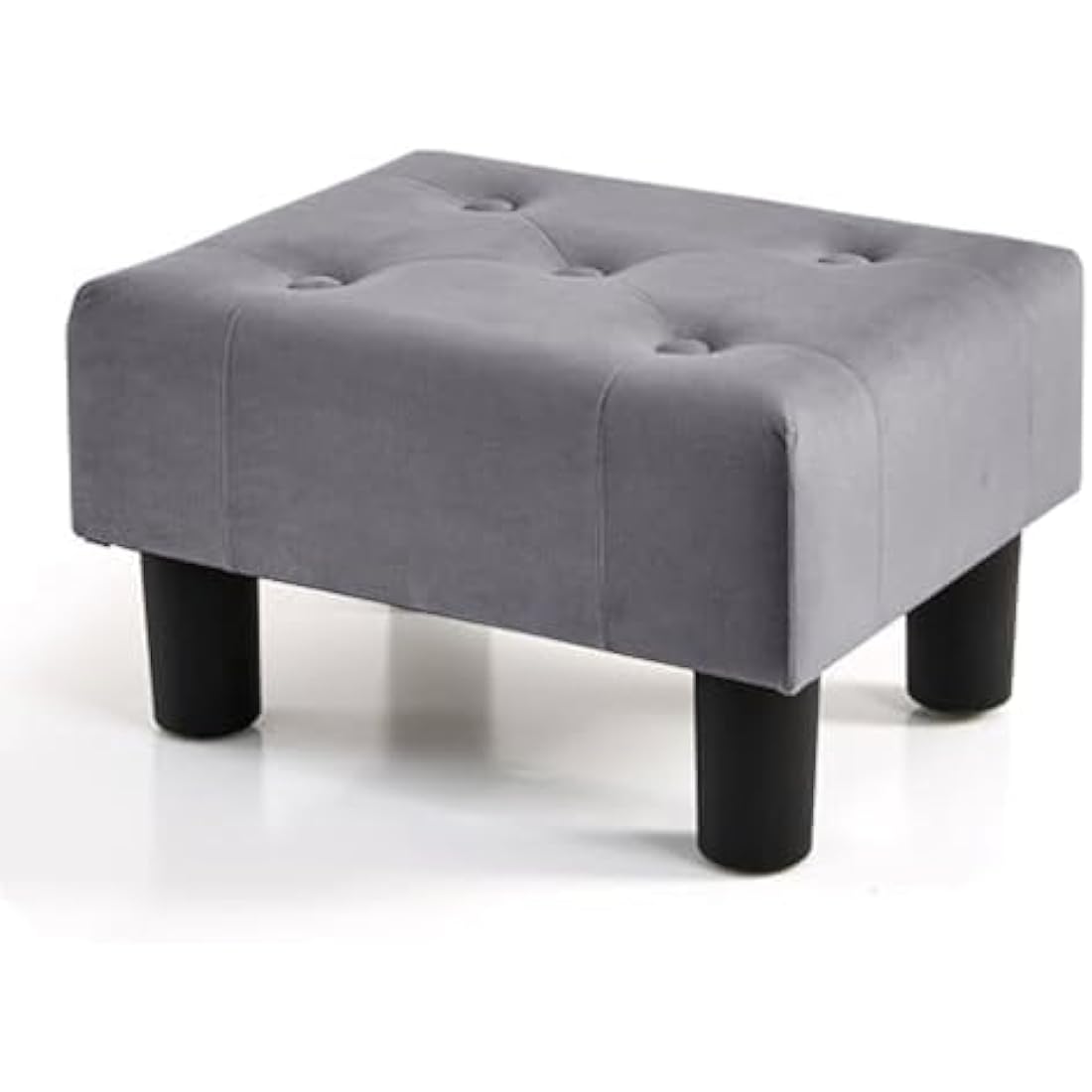 BRIAN & DANY Small Foot Stool, Velvet Footstool with Legs, Footstools for Living Room, Ottoman Footrest Extra Seating for Entryway, Gray