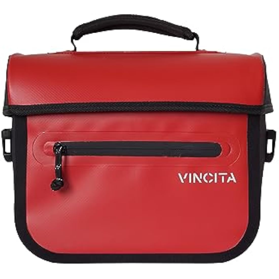 Vincita X-Cooper Water Resistant Front Bag - 5 L Bike Bag for Brompton Folding Bicycle with Rear-Opening Magnetic Closure, Spacious Interior, Top Handle and Light Colour Lining (Red)