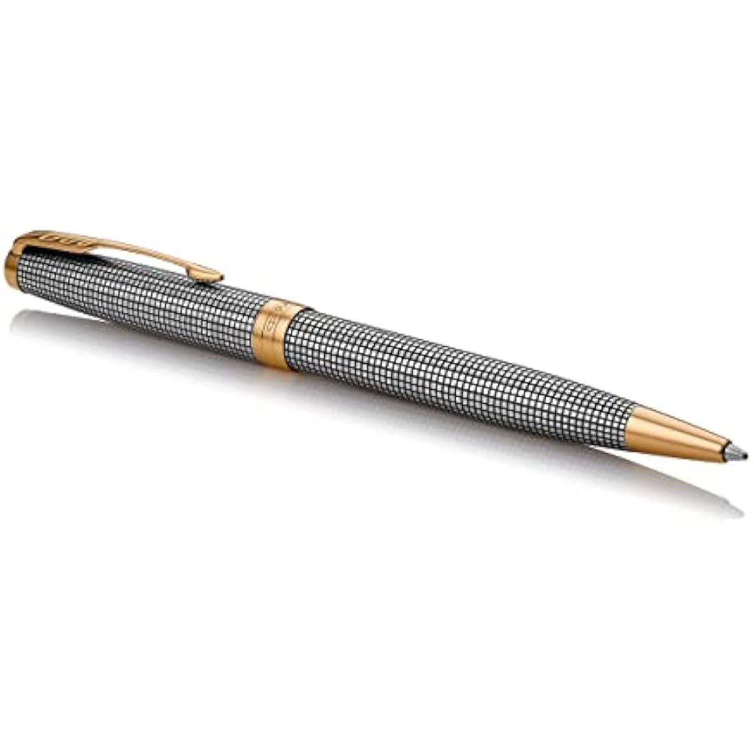 Parker Sonnet Ballpoint Pen | Chiselled Silver with Gold Trim | Medium Point Black Ink | Gift Box