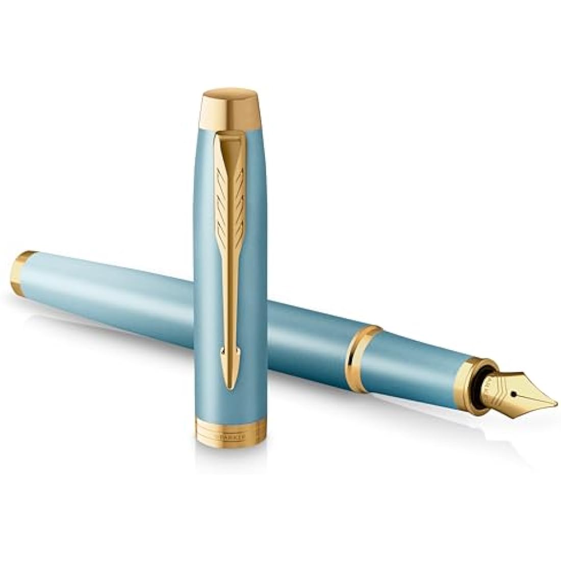 PARKER IM Writing Rituals Fountain Pen, Turquoise Green Finish with Gradient, Gold Trims, Fine Nib, Blue Ink, Gift Box