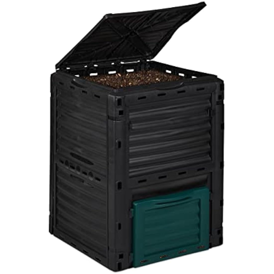 Relaxdays Composter, 230l, Plastic, Quick, for Kitchen & Garden Waste, Environment-Friendly, HWD: 80 x 60 x 57 cm, Black