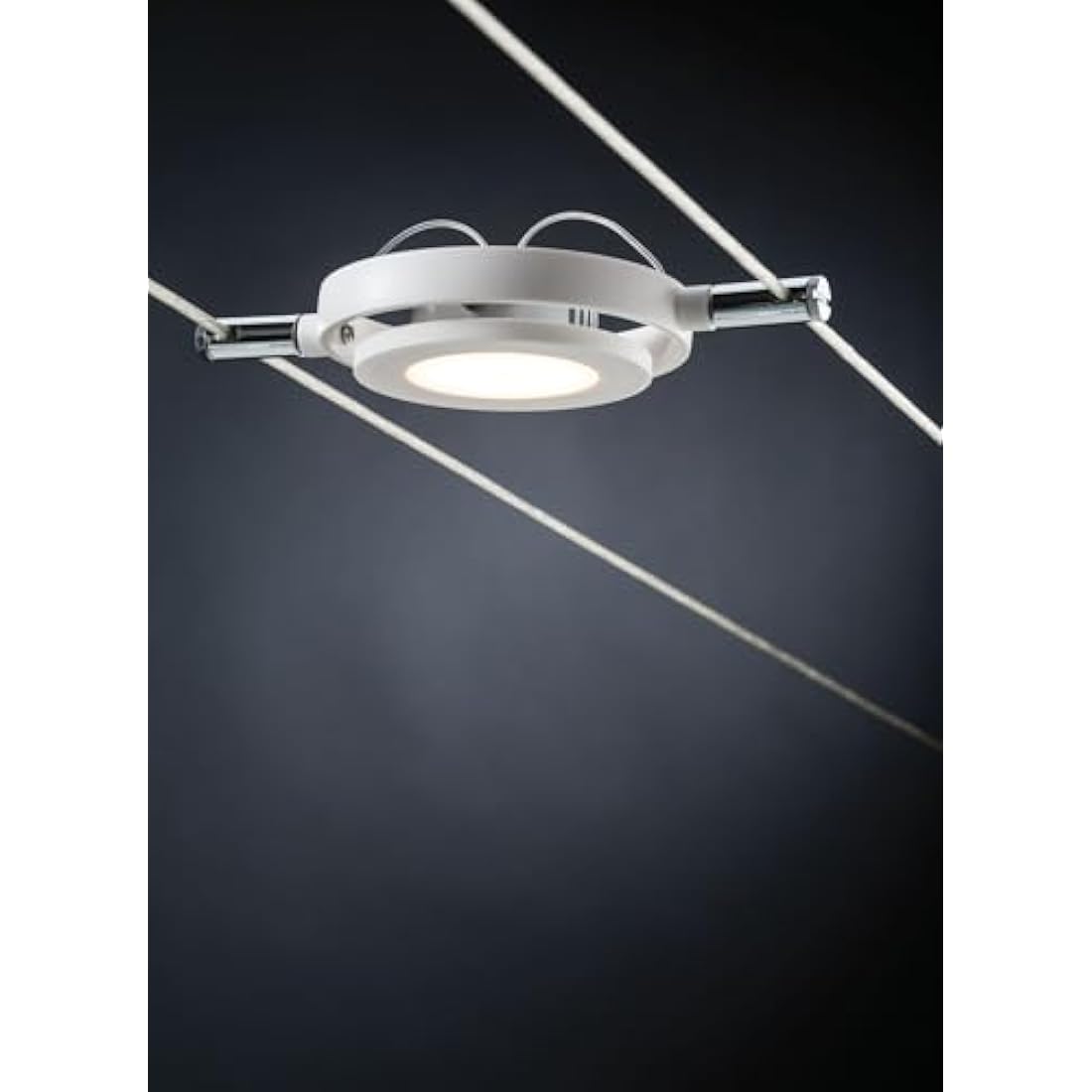 Paulmann 941.06 RoundMac LED Wire System Spot Lights - Tension Wire Lighting Set w/ 6 Round Lamps, 10m Cable Wire & Transformer - Indoor Lighting for Ceiling or Wall in White Matte max 24W 2700K