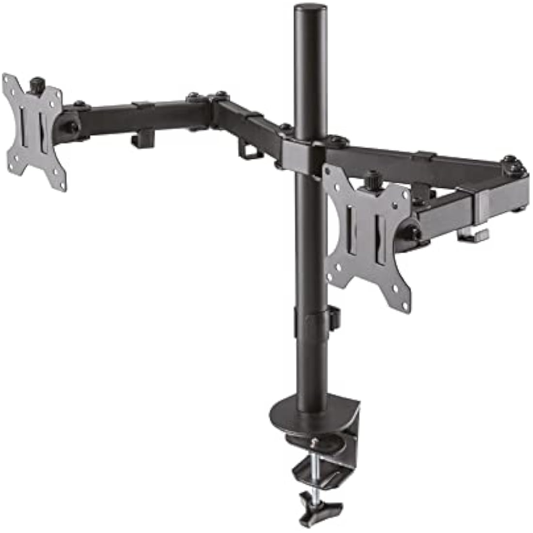 Newstar FPMA-D550DBLACK Full Motion Dual Desk Mount (clamp & grommet) for two 10-27" Monitor Screens, Height Adjustable - Black