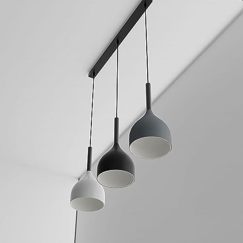 LEDSone Modern 3 Light Pendant Ceiling Lamp Adjustable Height Metal Shades 50cm Bar Nordic Style Hanging Fixture for Dining Room, Kitchen Island, Living Room, Bedroom