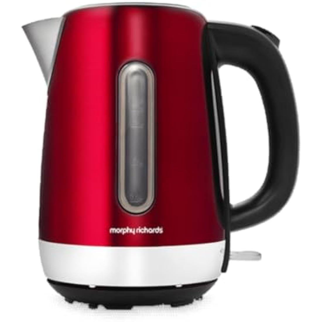 Morphy Richards Equip Kettle, 1.7L, 3Kw Rapid boil, Removeable Limescale Filter, Easy View Water Gauge, Stainless Steel Case, Red, 102785