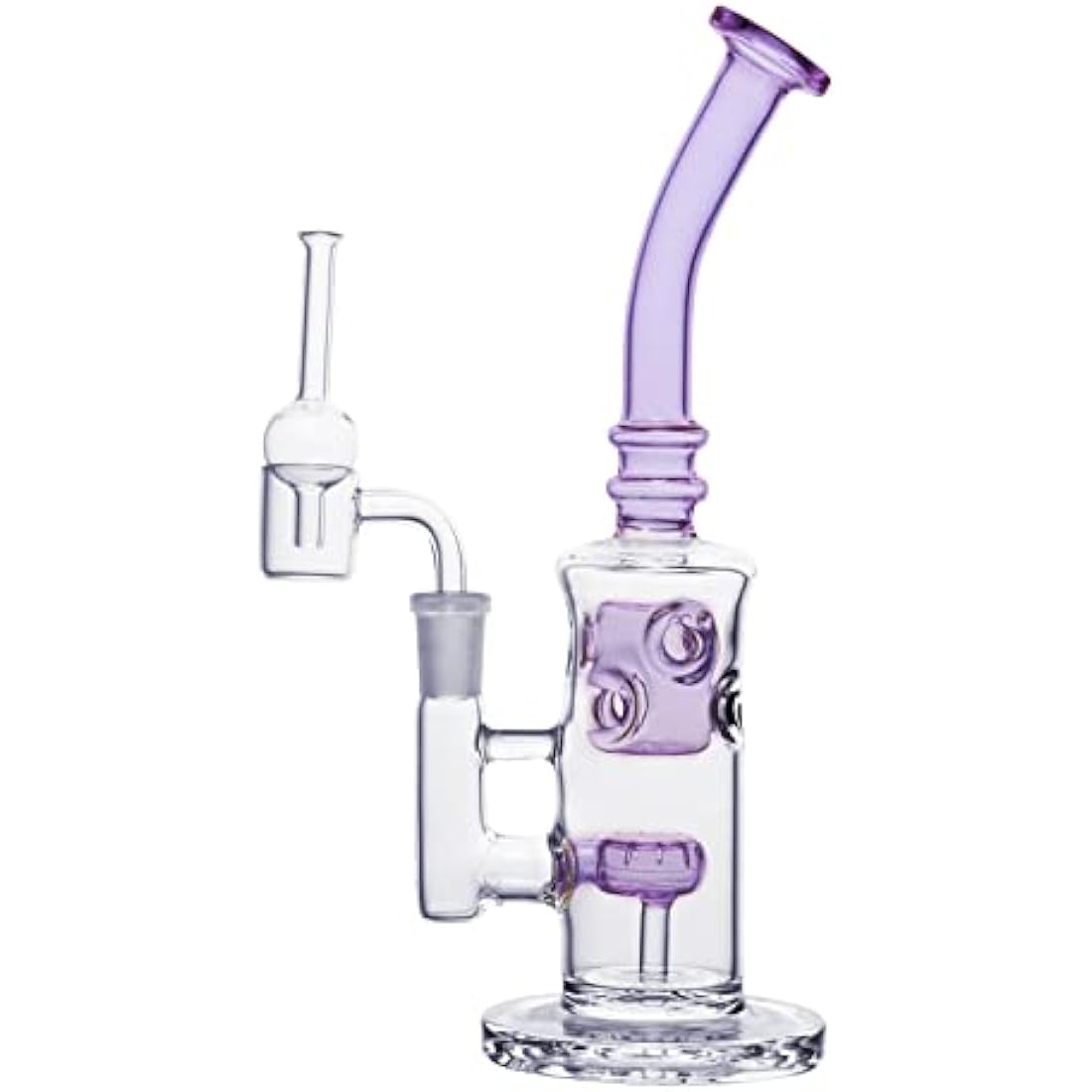 Glass Honeycomb Bong Handmade Water Pipe Perc Wax 14.4mm Bongs with Quartz Banger Cap Bowl for Bongs (Purple)