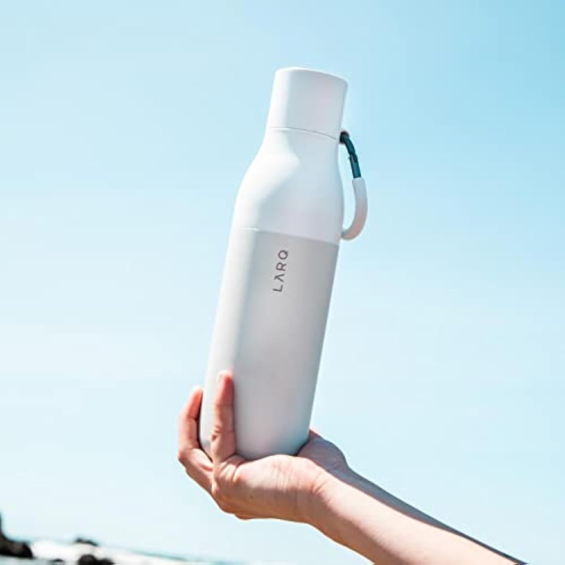 LARQ Bottle Flip Top 17oz - Insulated Stainless Steel Water Bottle with Straw | BPA Free | Reusable Water Bottle for Sports, Gym, and Travel | Keep Drinks Cold, Granite White