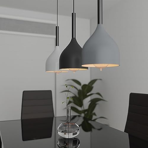 LEDSone Modern 3 Light Pendant Ceiling Lamp Adjustable Height Metal Shades 50cm Bar Nordic Style Hanging Fixture for Dining Room, Kitchen Island, Living Room, Bedroom
