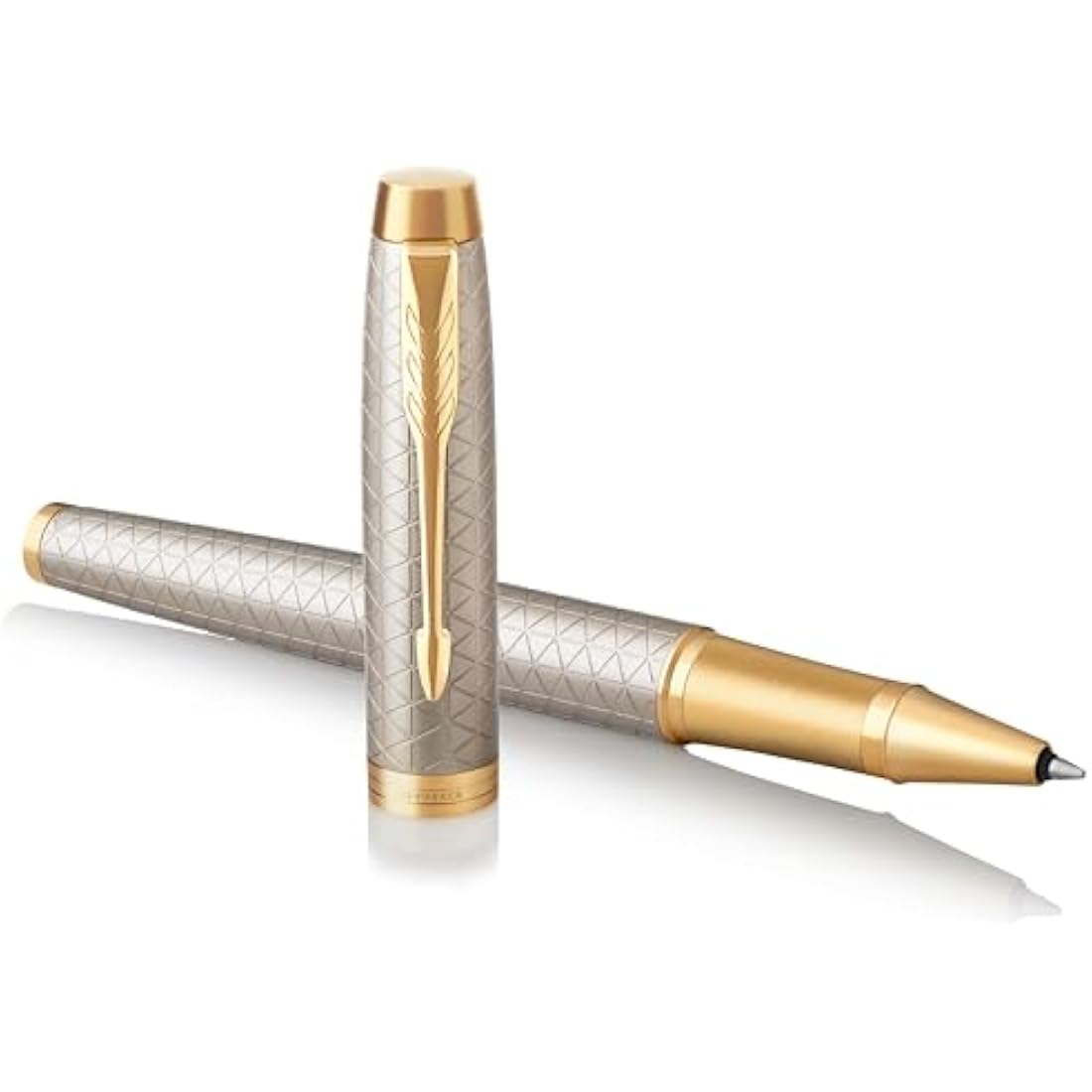 Parker IM Rollerball Pen | Premium Warm Silver | Fine Point Black Ink | Gift Box