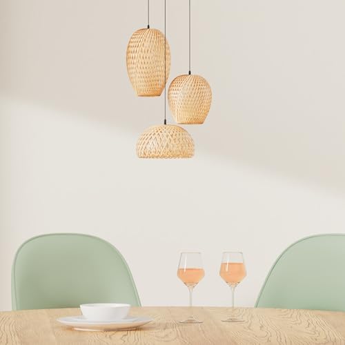 GCQ Bamboo Lantern Pendant Lamp, Retro Japanese Style E27 Chandelier Hanging Light Ceiling Lighting Fixture for Living Room Bedroom Restaurant Cafe Teahouse Bar Dining Room Club (Bamboo Lantern)