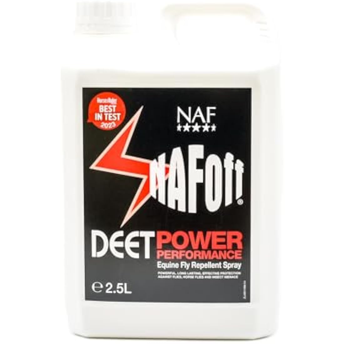 NAF Off Deet Power Performance Fly Spray Refill – 2.5L Long-Lasting Fly Repellent for Horses – High-Strength DEET Formula – Effective Protection Against Flies, Midges & Horseflies