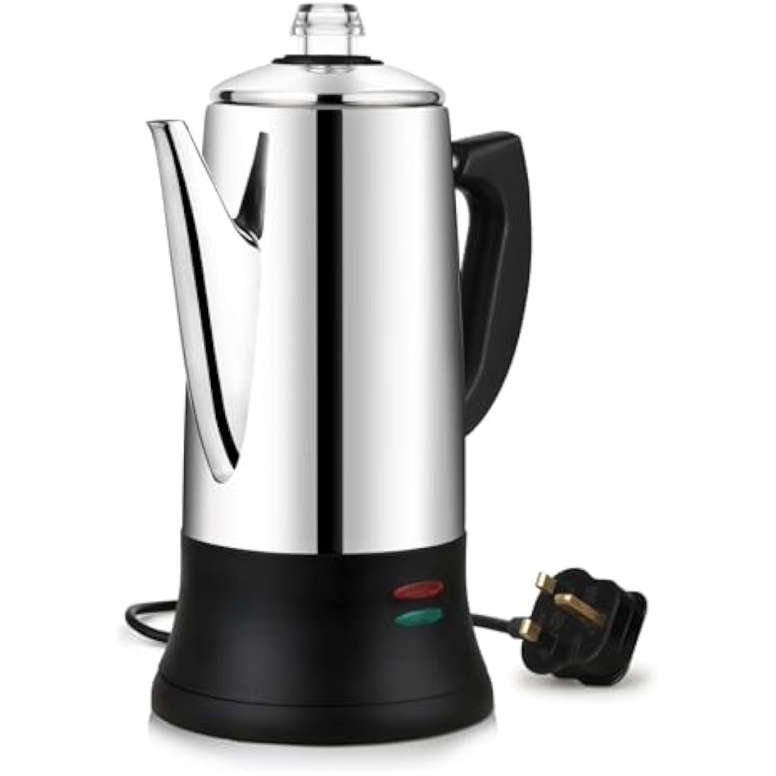KFO 12-Cup (1.2L) Electric Coffee Percolator - CE Certified Percolator Coffee Maker with 360° Rotating Base & Anti-Slip Design | Heat-Resistant Glass Lid & Cordless Server for Home/Office Use