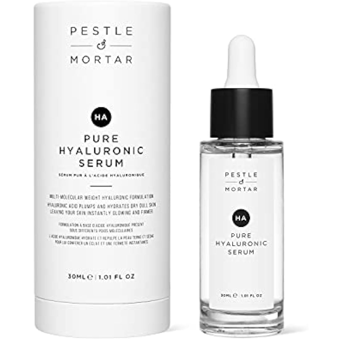 Pestle & Mortar 2% Pure Hyaluronic Acid Serum for face with Vitamin B5, Super-hydrating, Anti ageing, instantly plumps-up the skin, Reduces fine lines and wrinkles, Vegan & Cruelty-Free 30ml