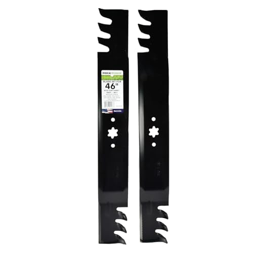MAXPOWER 561544XB Commercial Mulching 2 Blade Set for 46? Cut MTD, Cub Cadet, Troy-Bilt, 742-04290-X, 942-04290-X, 942-04361, Black