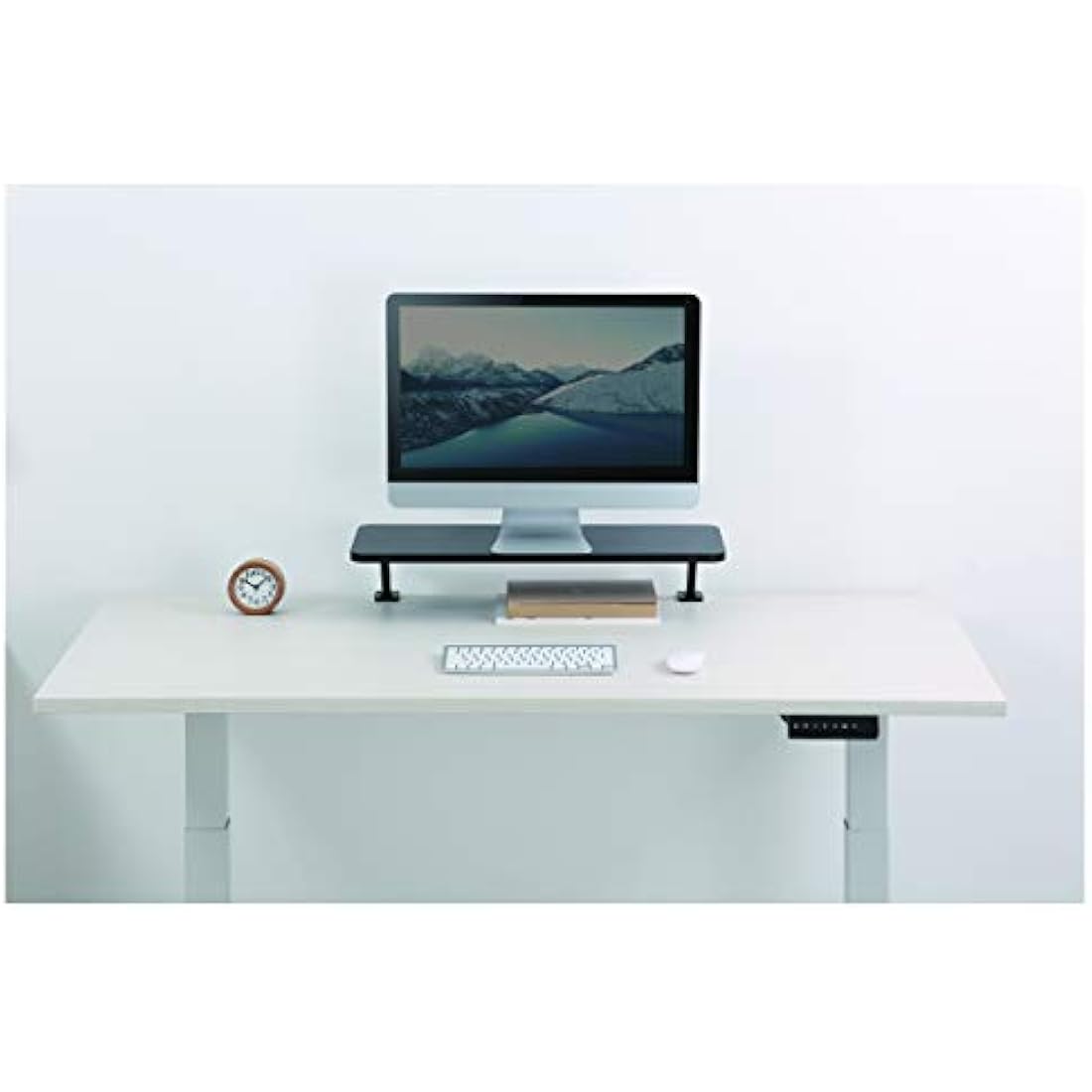 Monitor Riser Stand - Clamp-on Monitor Shelf for Desk - Extra Wide 25.6" (65 cm) For up to 34" Monitors - Black (MNRISERCLMP)