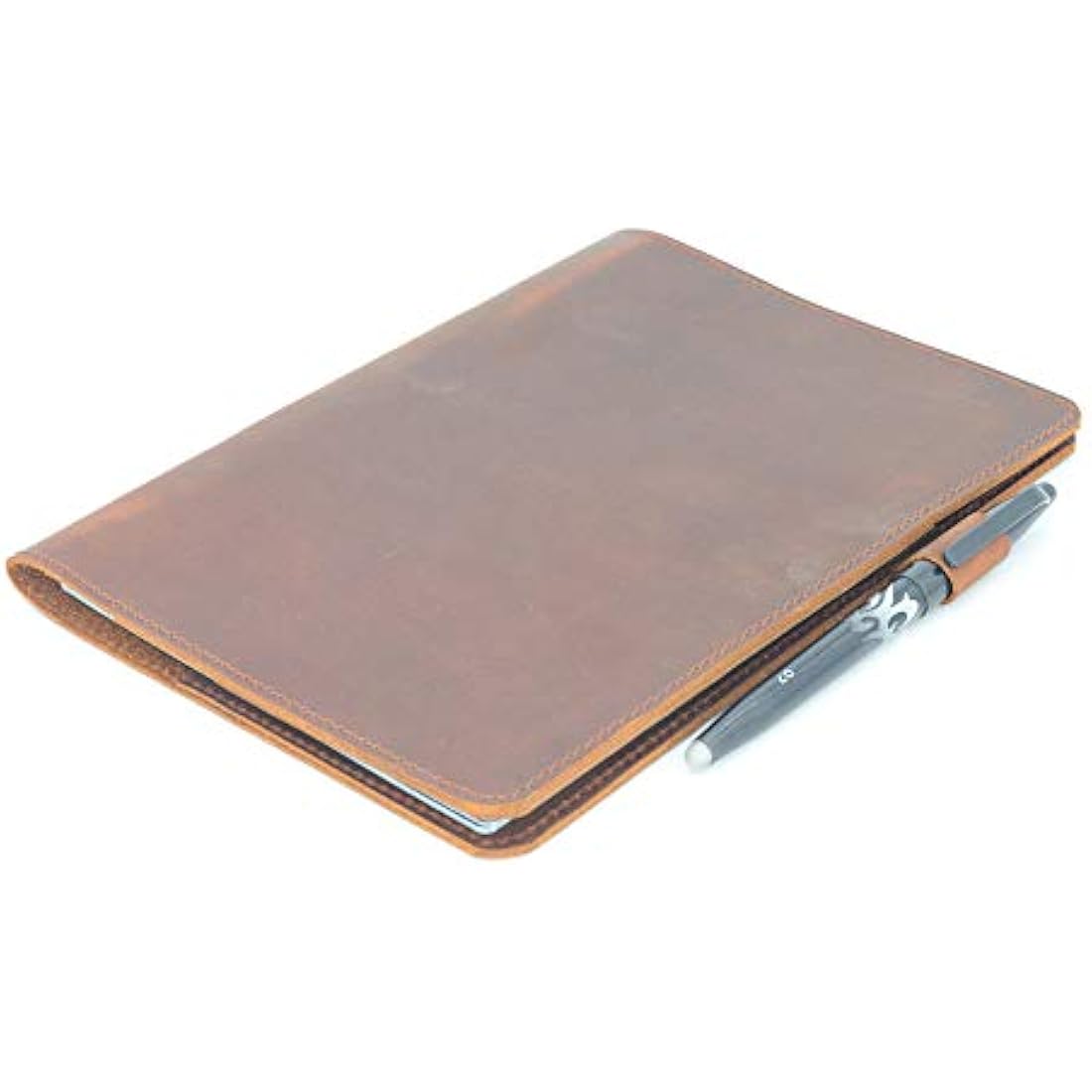 JJNUSA Compatible with Rocketbook Cover Smart Business Handmade Distressed Genuine Leather Notebook Cover for Everlast, Fusion, Wave Moleskin A4 with Pen Loop & Card Holder Letter 11" x 8.5" Brown