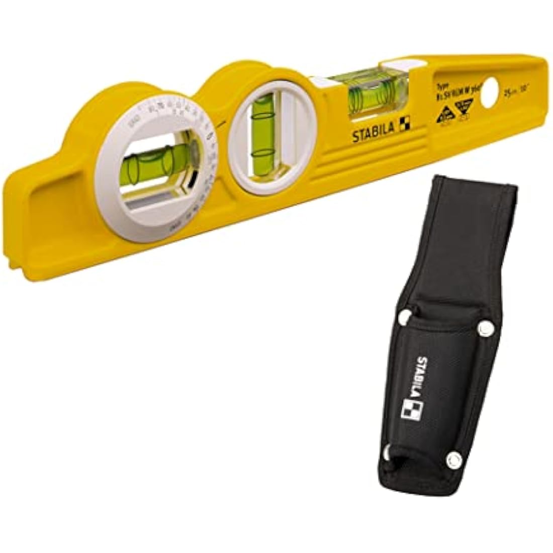 Stabila 16670/0 25 cm"Torpedo Type 81 SV REM W360" Spirit Level with Bag - Yellow/Black