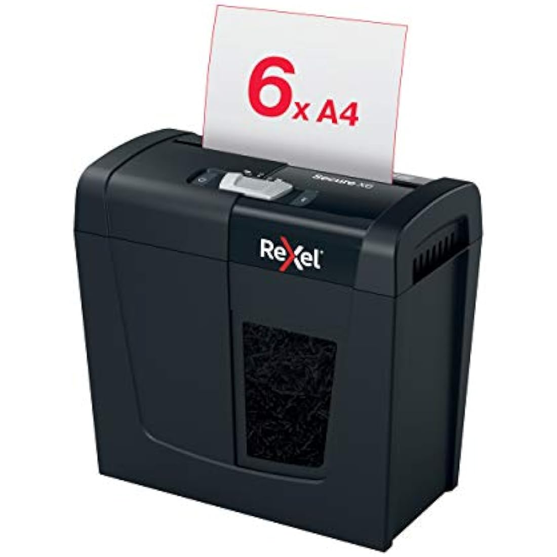 Rexel X6 Cross Cut Paper Shredder, Shreds 7-6 Sheets (70-80 gsm), P4 Security, Home/Home Office, 10 Litre Removable Bin, Quiet and Compact, Secure Range, 2020122, Black