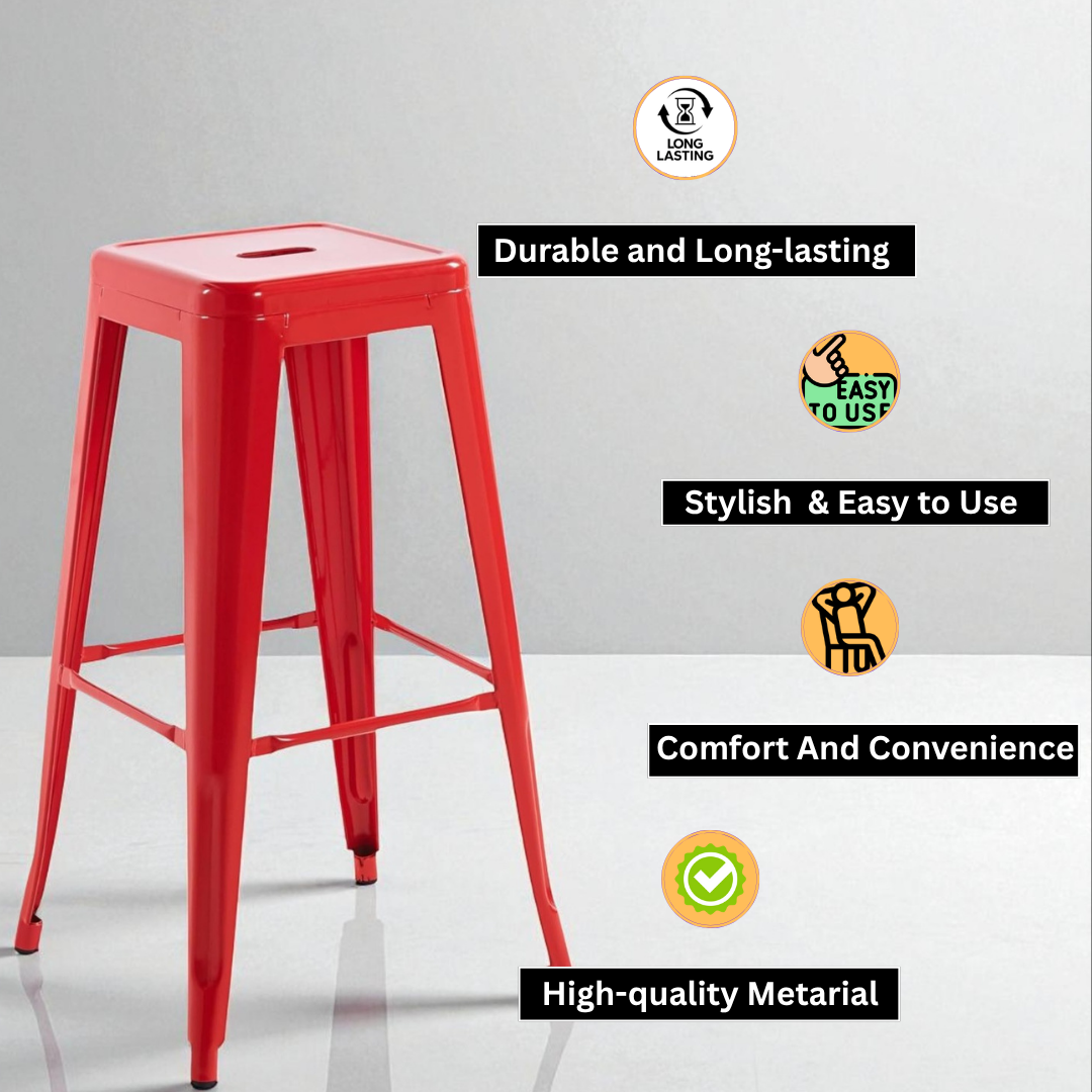 76CM RED METAL BAR STOOL