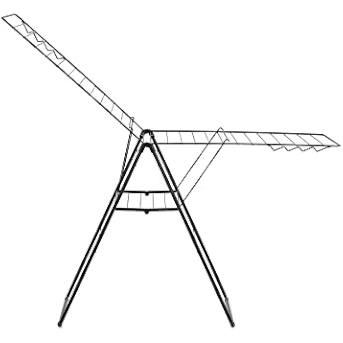 Brabantia HangOn Laundry Drying Rack (25m / Matt Black) Compact, Foldaway, Adjustable Indoor Stainless Steel Clothes Horse