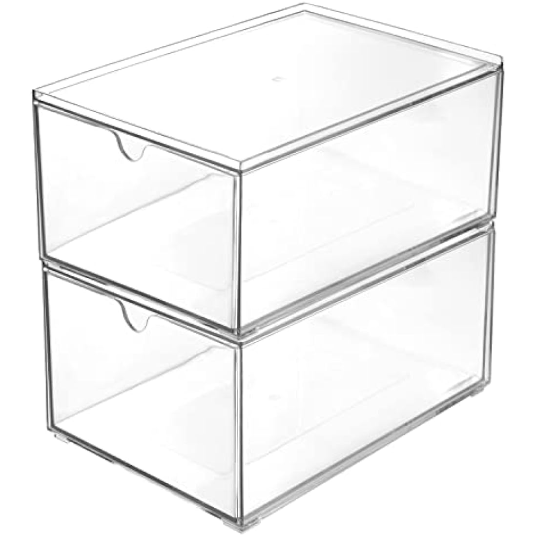 Youngever 2 Pack Stackable Plastic Organiser Drawers, Clear Cosmetic Organizers, Makeup Organiser Drawers