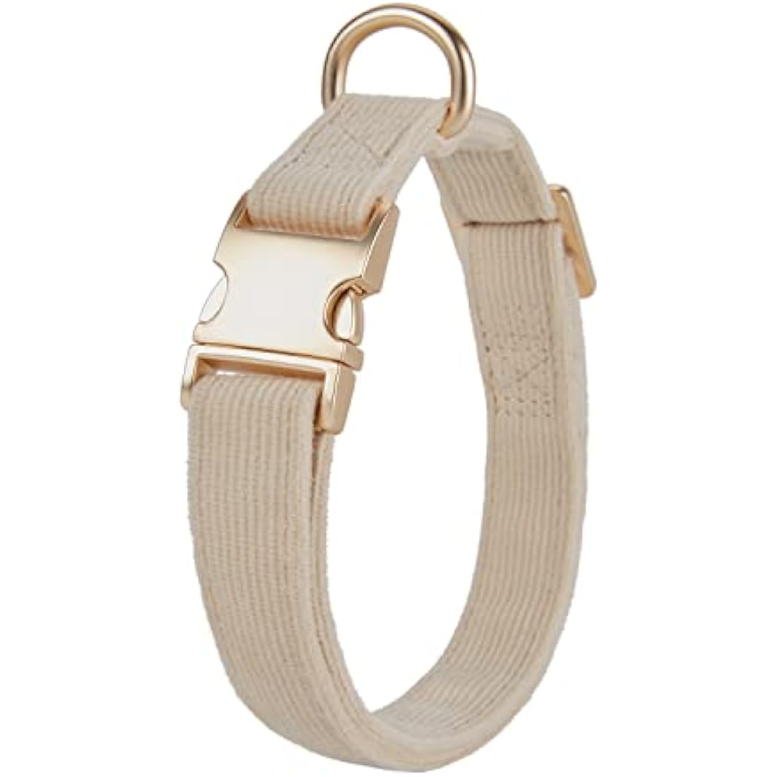 YUDOTE Ultra-soft Dog Collar Natural Cotton Corduroy Made for Medium Dogs with Sensitive Skin,Creamy White