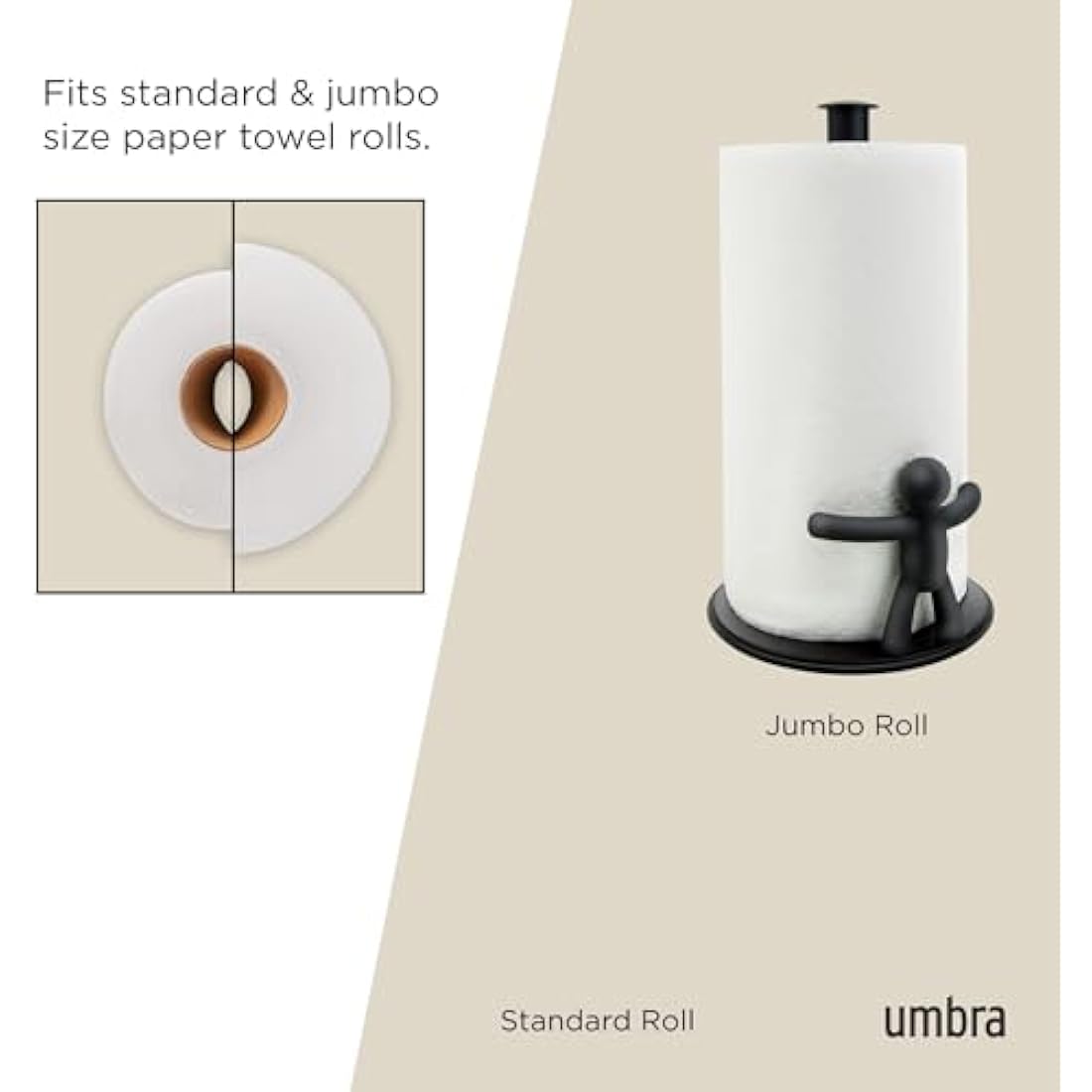 Umbra Buddy Counter Top Paper Towel Holder, Black, 11 x 3.5"