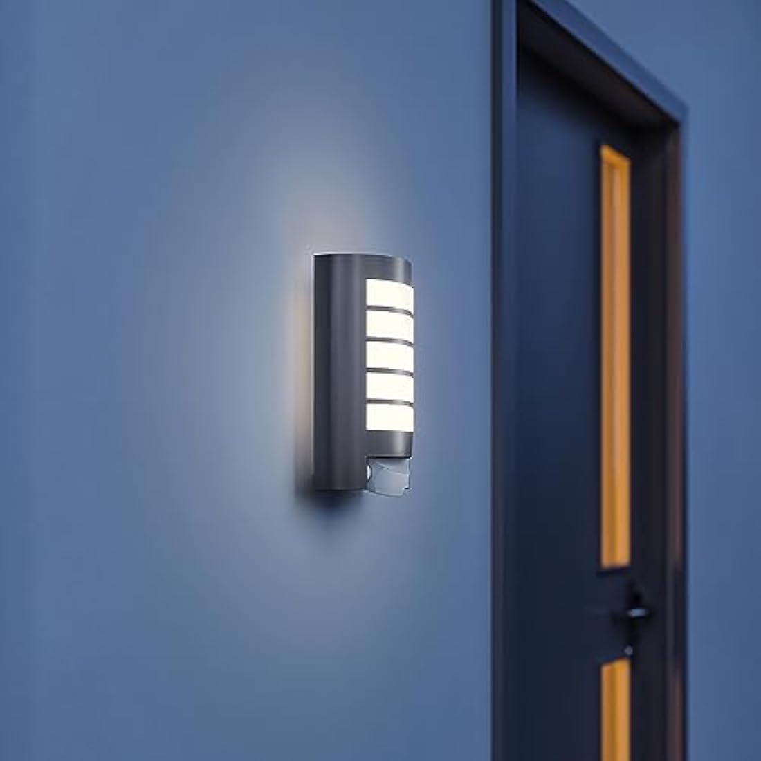Steinel Outdoor Wall Light L 12 S anthracite, 180° motion detector, 10 m range, aluminium shade, E27 fitting, wall lamp