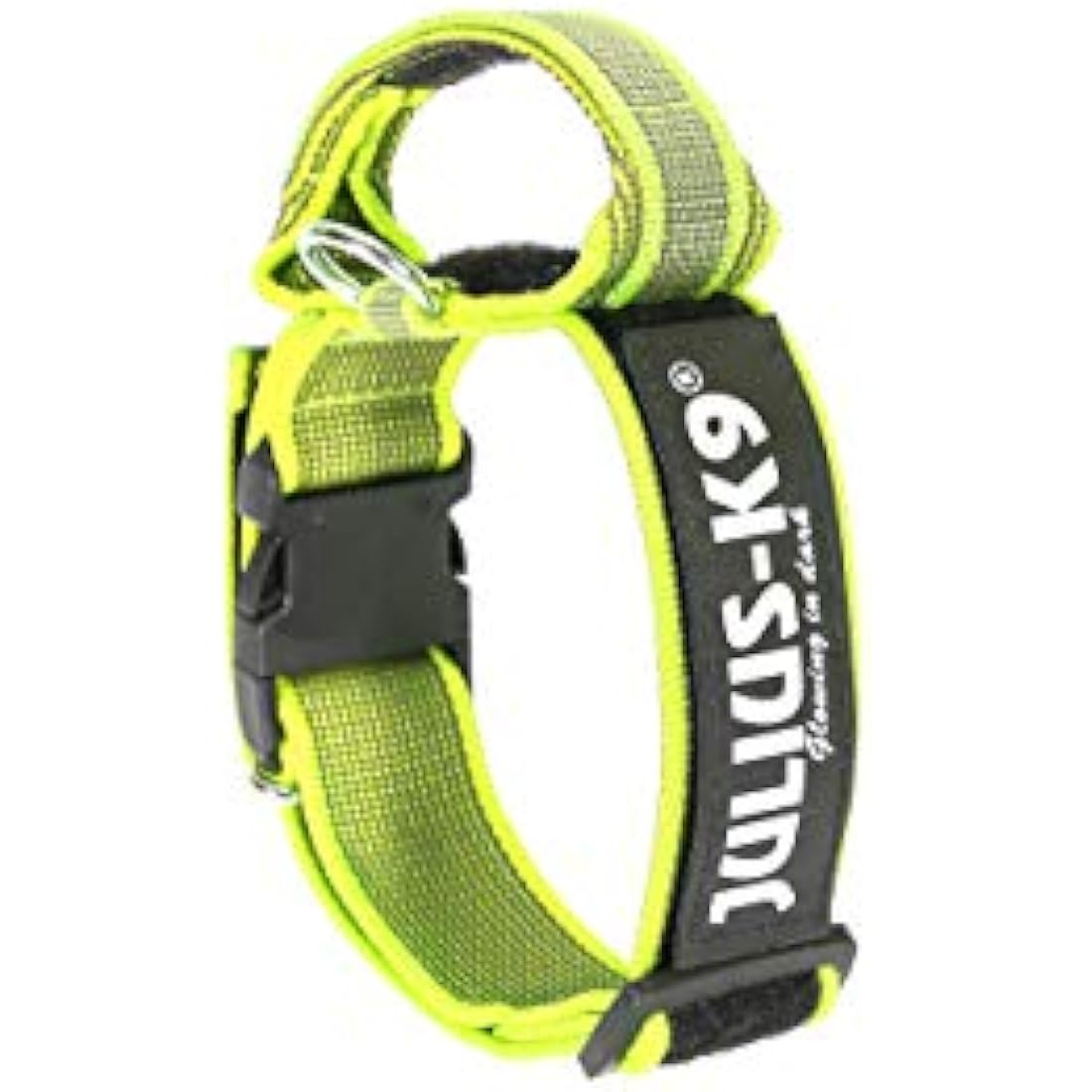 Julius-K9 Color and Gray Collar with Handle and Interchangeable Patch, 50 mm (49-70 cm), Neon-Gray