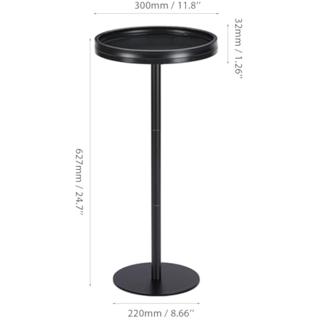 ZEXVIDA Small Round Coffee Table for Small Spaces,Drink Table for Living Room, Bedroom, Bathroom,Balcony (Black)