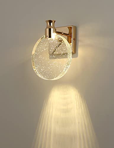 KRIPINC Crystal Wall Sconce, Nordic Style Crystal Wall Light, Simple Crystal LED Wall Lamp, Art Deco Wall Lights for Living Room, Bedroom, Bedside,