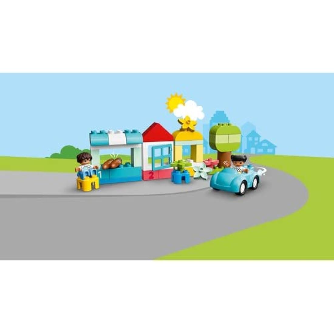 LEGO DUPLO Brick Box - Educational Stacking Toys for 1+ Year Old Boys & Girls - incl. Colourful Number Bricks, a Car & 2 Figures, plus Toy Storage - 10913