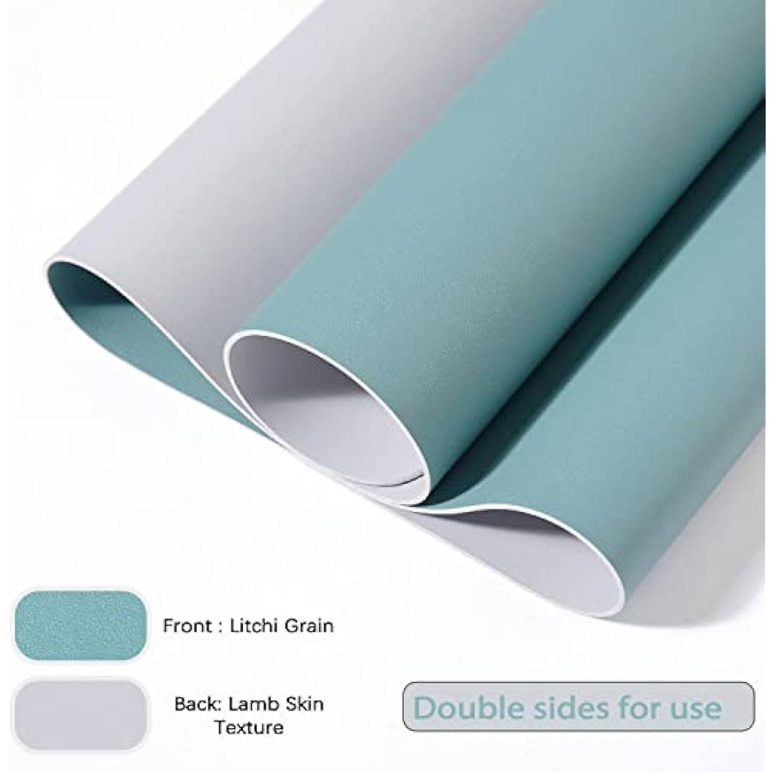 Desk Pad Large, Desk Mat, Extended Mouse Mat, Mouse Pad L, Desk Blotter, DOBAOJIA Laptop Pad Writing Pad for Office/Home, Dual-Side Use PU Leather Waterproof 23.6" X 13.8"(Greyish Green/Grey)