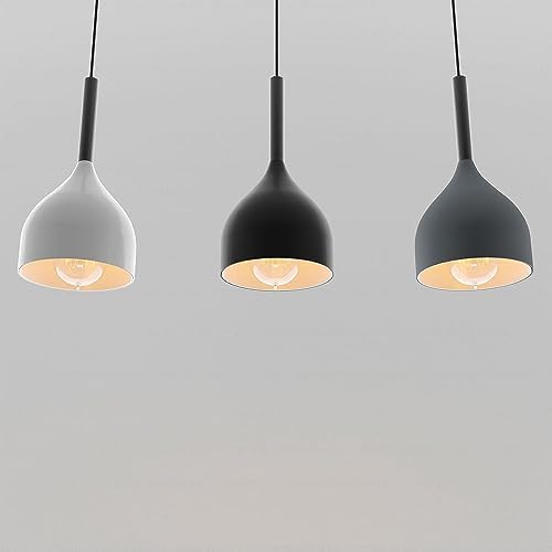 LEDSone Modern 3 Light Pendant Ceiling Lamp Adjustable Height Metal Shades 50cm Bar Nordic Style Hanging Fixture for Dining Room, Kitchen Island, Living Room, Bedroom