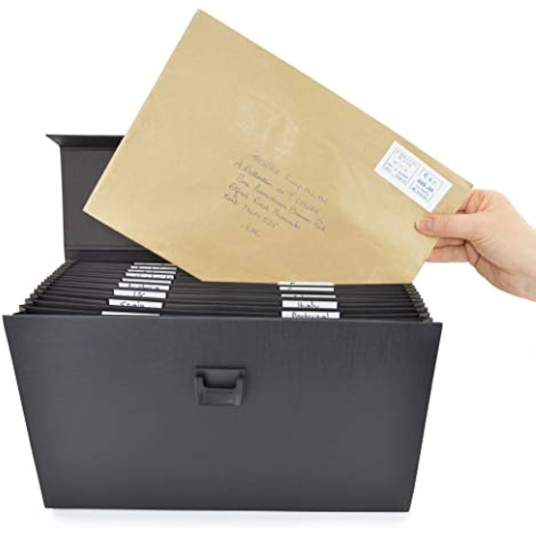 Rapesco 1555 19-Part Expanding Box File Document Organiser, A4+, Black