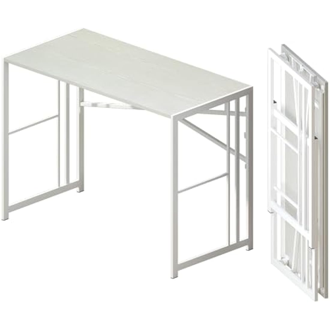Lutown-Teen 103 cm Folding Desk, Writing Gaming Computer Camping Desk, No Assembly Required Home Office Table, White