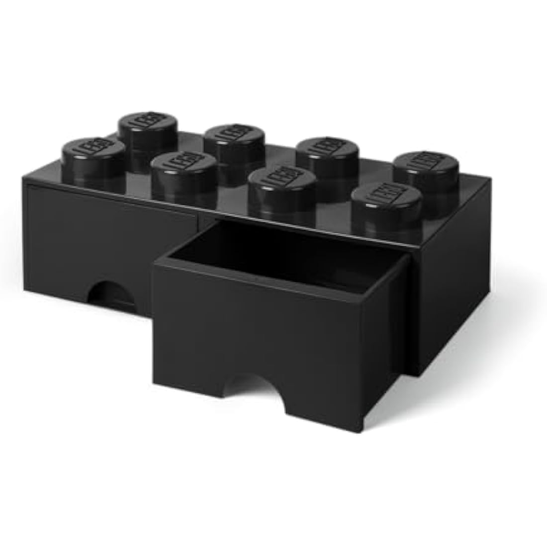 LEGO Brick with 8 Knobs and 2 Drawers BLACK - Storage Box for LEGO, Toys, Desk Drawers, and Office Supplies, Stackable Storage Box, Home Decoration