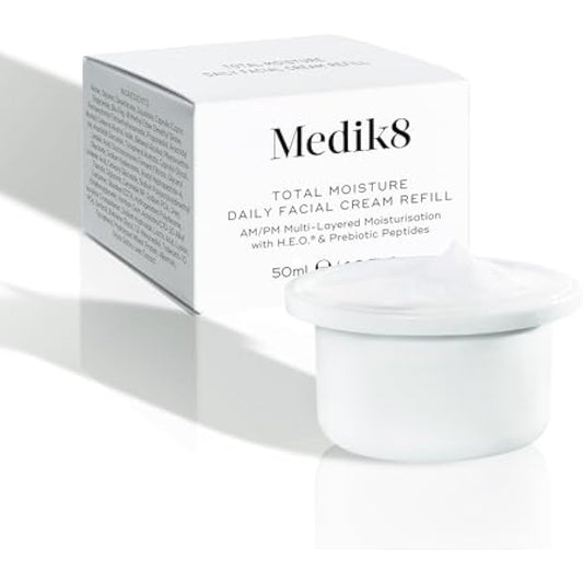 Medik8 Total Moisture Daily Facial Cream Refill Pod Hyaluronic Acid Moisturiser, Day and Night Face Cream, Clinically Proven Instant & Lasting Moisturisation - Fragrance Free - 50 ml