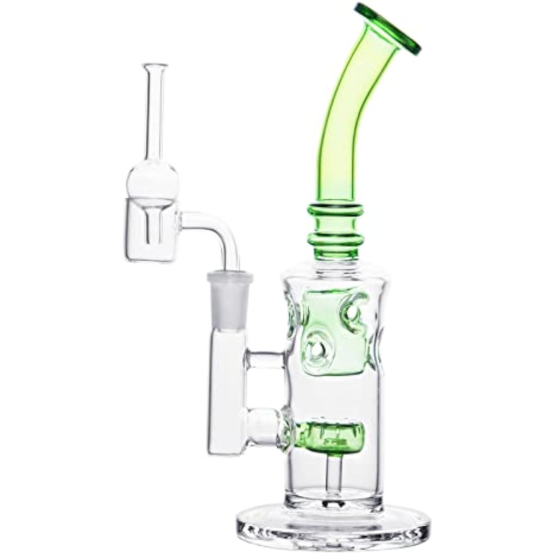 Glass Honeycomb Bong Handmade Water Pipe Perc Wax 14.4mm Bongs with Quartz Banger Cap Bowl for Bongs (Green)