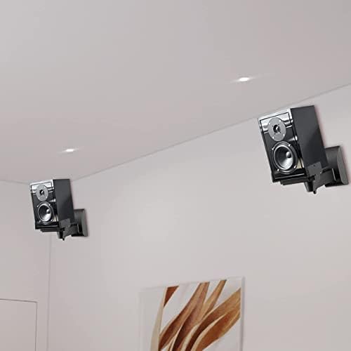Suptek Wall Mounts, Dual Stands for Surround Sound Speakers, Universal Bracket, Tilt Swivel Shelves Up to 25kg Black (2 Pack)