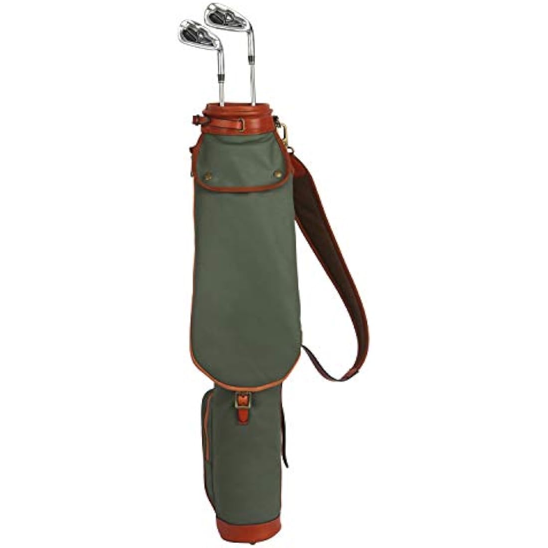 TOURBON Waterproof Canvas Course Training Practice Golf Club Carry Bag Travel Case With Soft Padded Shoulder Strap (Golf Bag TB904CA-Green)
