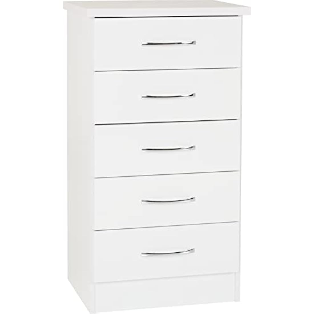 Seconique Nevada 5 Drawer Narrow Chest in White Gloss