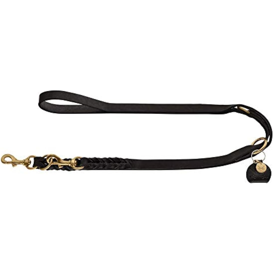 HUNTER Sansibar SOLID Adjustable Dog Lead Leather Braided Heavy Duty Elegant 2 x 200 cm Black