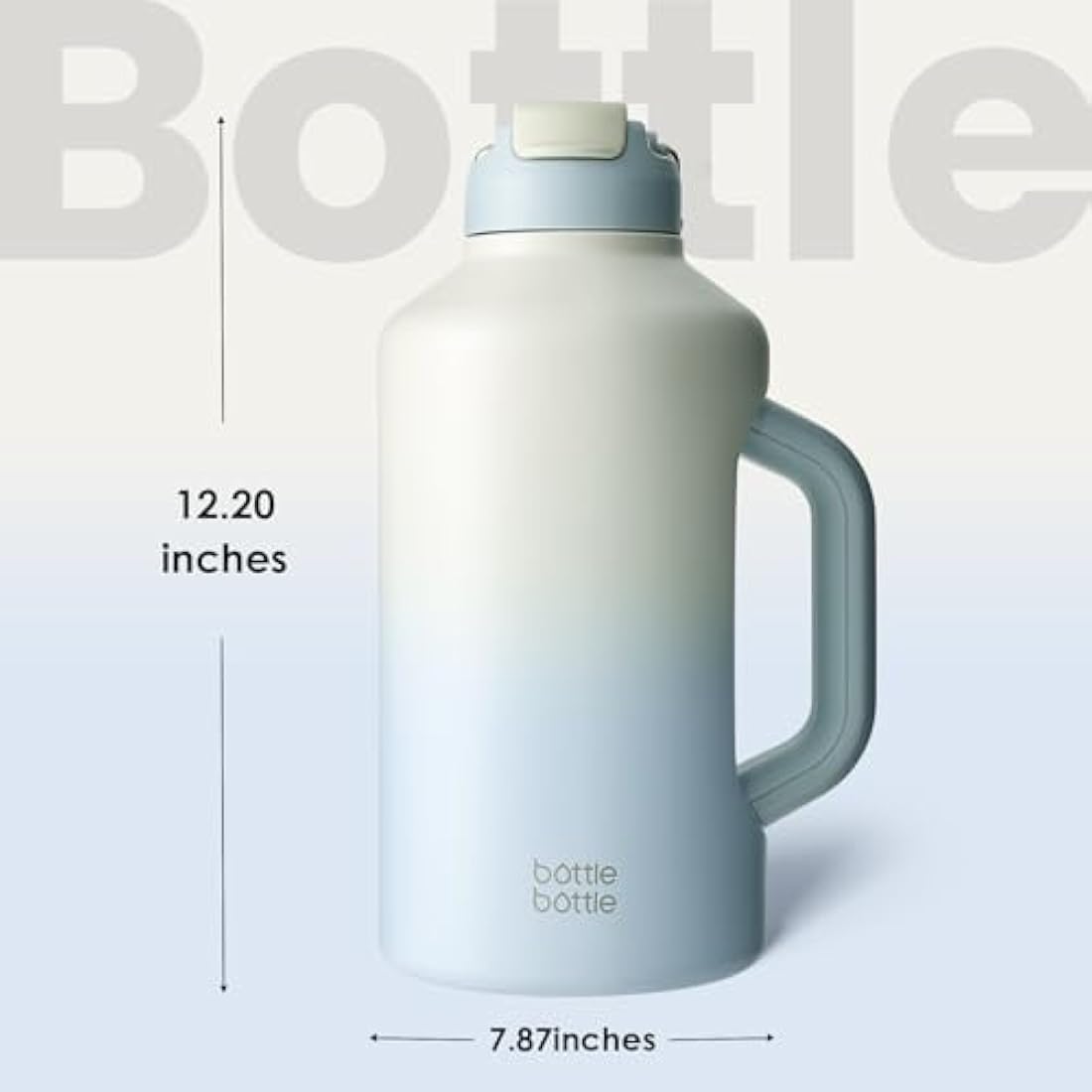 BOTTLE BOTTLE Insulated Water Bottle 64 oz with Straw and Dual-use Lid Sport Stainless Steel Water Bottle with Handle Vacuum Stainless Steel for Workout and Sports(gray blue)