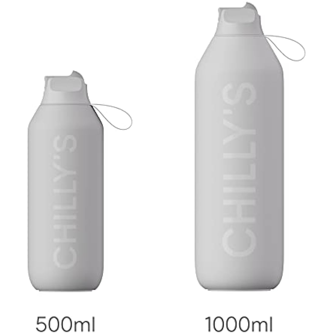 Chilly's Series 2 Flip Water Bottle with Sports Lid, Telescopic Straw and Nylon Carry Loop - Easy Flip Lid, Straw Cleaning Brush Included